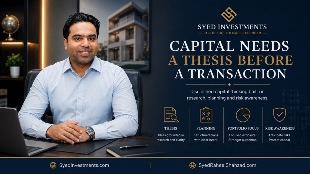 Syed Investments featured image showing Syed Raheel Shahzad with investment thesis, planning, portfolio focus and risk-awareness framework