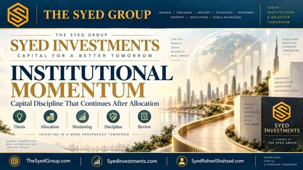 Syed Investments within The Syed Group showing thesis, allocation, monitoring, discipline and review sustaining capital oversight